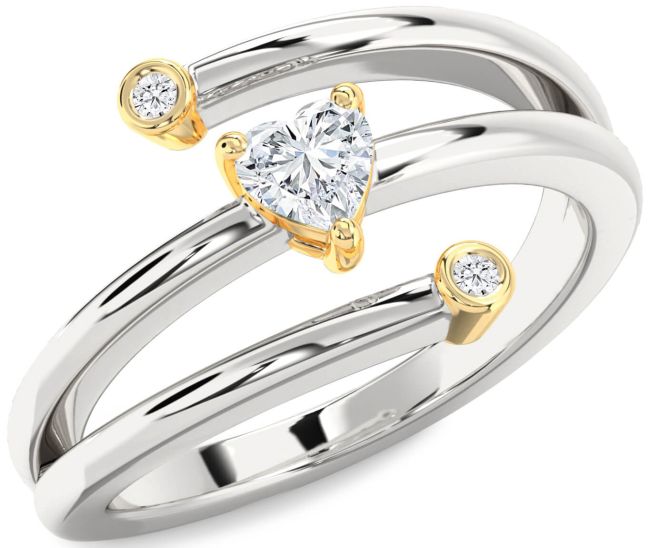 Diamond Platinum & Yellow Gold Heart Promise Ring