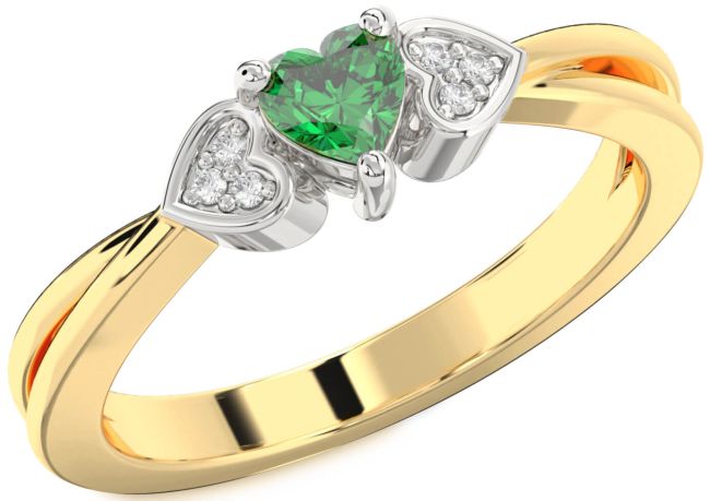 Diamond Emerald Gold Silver Heart Promise Ring