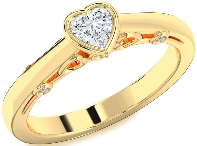 Diamond Gold Silver Heart Promise Ring