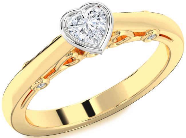 Diamond White Yellow Gold Heart Promise Ring