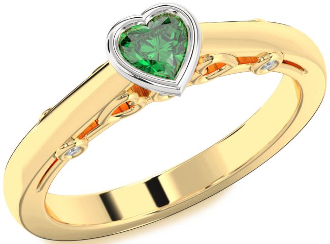 Diamond Emerald Gold Silver Heart Promise Ring