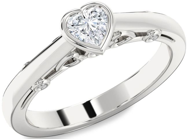 Diamond Silver Heart Promise Ring