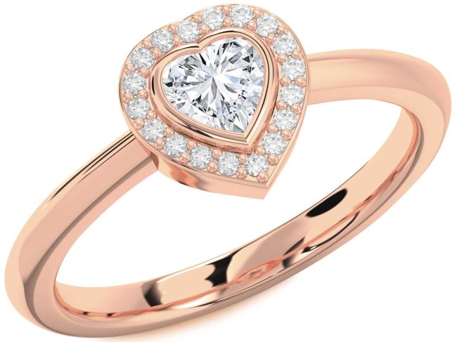 Diamond Rose Gold Silver Heart Promise Ring