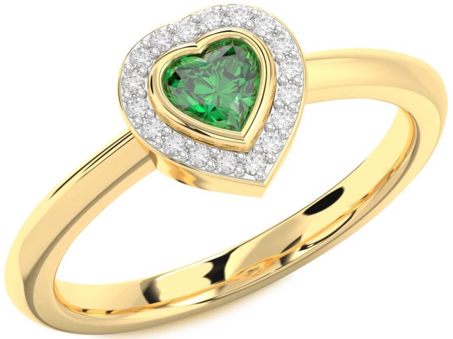 Diamond Emerald Gold Heart Promise Ring
