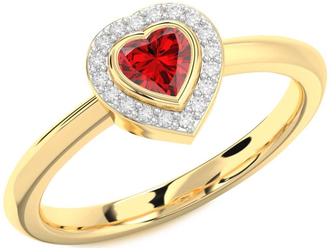 Diamond Ruby Gold Silver Heart Promise Ring