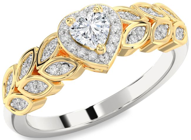 Diamond Silver & 10K gold Heart Promise Ring