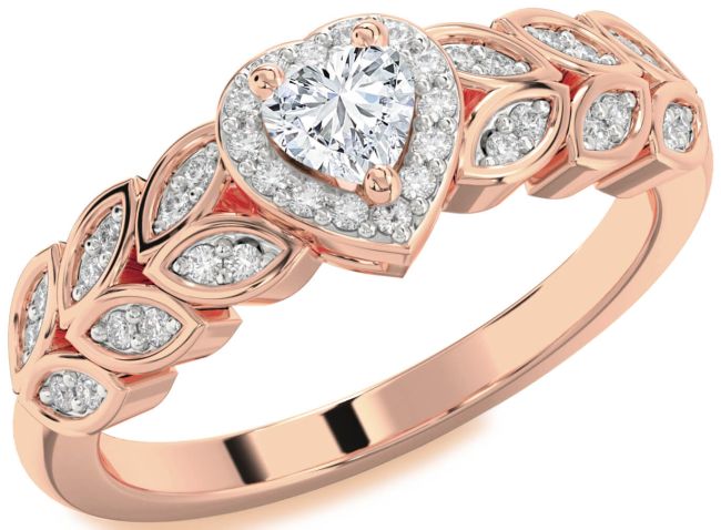 Diamond Rose Gold Silver Heart Promise Ring