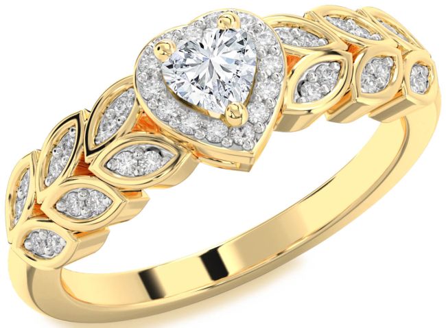 Diamond Gold Silver Heart Promise Ring