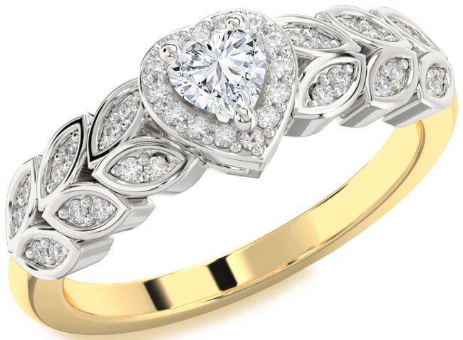 Diamond Platinum & Yellow Gold Heart Promise Ring