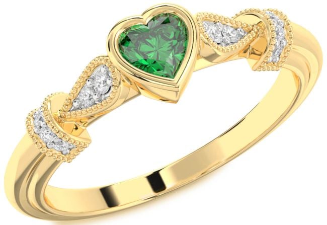 Diamond Emerald Gold Silver Heart Promise Ring