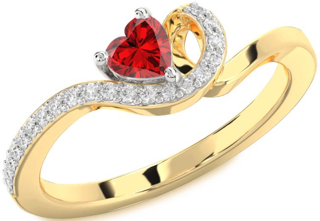 Diamond Ruby Platinum & Yellow Gold Heart Pave Promise Ring