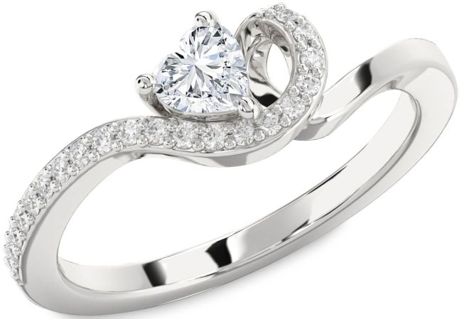 Diamond Silver Heart Pave Promise Ring