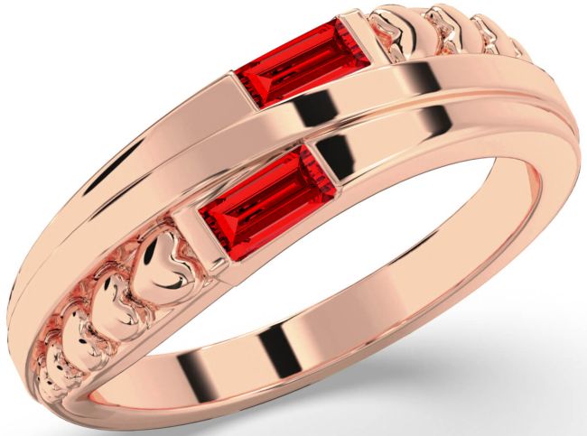 Ruby Rose Gold Heart Two Stone Birthstone Ring