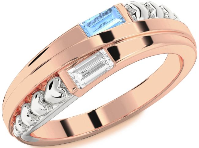White Rose Gold Heart Two Stone Promise Ring