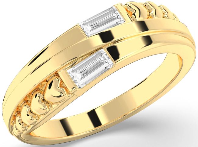 Diamond Gold Silver Heart Two Stone Ring