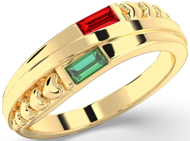 Gold Heart Two Stone Promise Ring