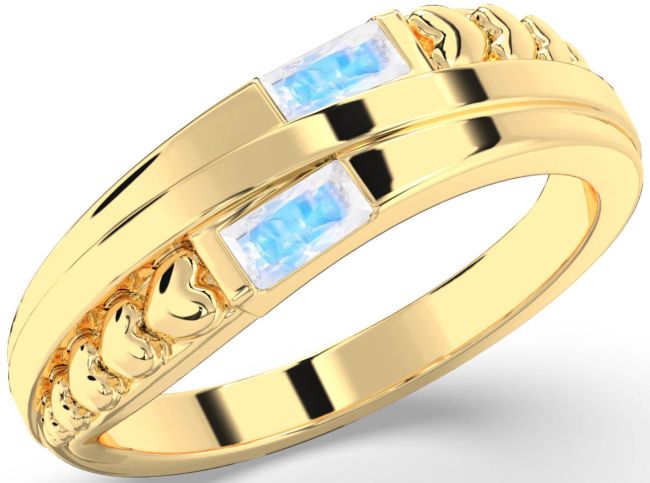 Moonstone Gold Heart Two Stone Ring