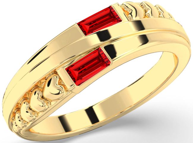 Ruby Gold Heart Two Stone Birthstone Ring
