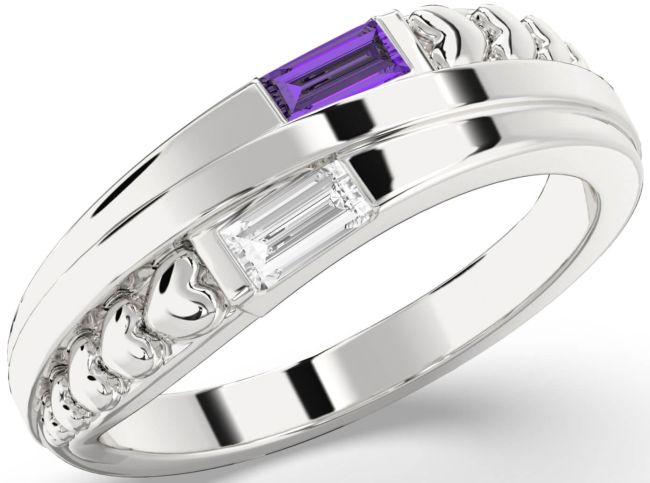 Silver Heart Two Stone Promise Ring
