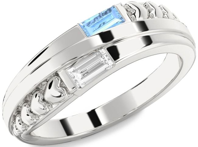 White Gold Heart Two Stone Promise Ring
