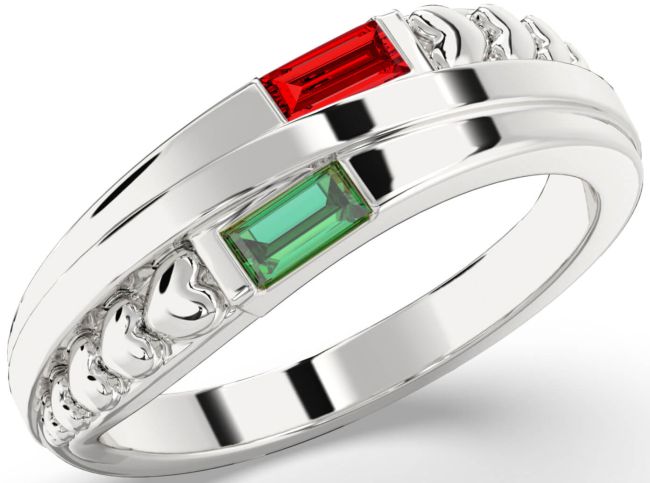 Silver Heart Two Stone Promise Ring