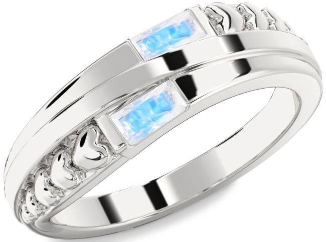 Moonstone Silver Heart Two Stone Ring