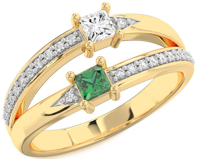 Diamond Gold Princess Two Stone Promise Ring