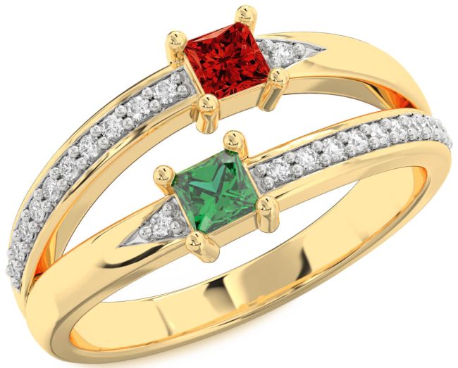 Diamond Gold Princess Two Stone Promise Ring