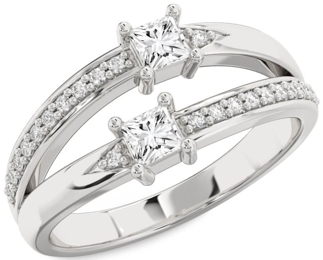 Diamond White Gold Princess Two Stone Ring