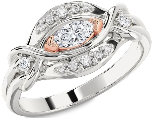 Diamond White Rose Gold Marquise Promise Ring