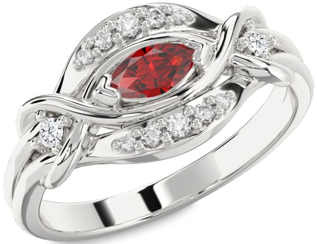 Diamond Ruby Platinum Marquise Promise Ring