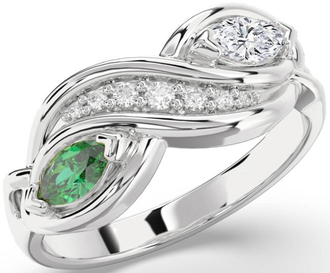 Diamond Silver Marquise Two Stone Promise Ring