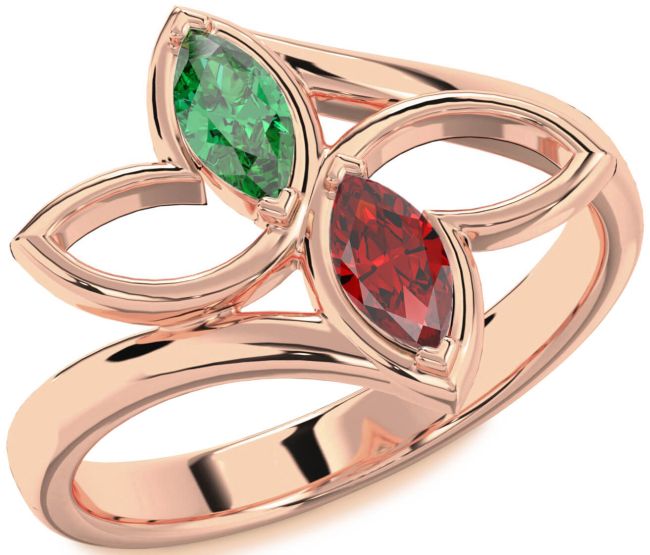 Rose Gold Butterfly Marquise Two Stone Promise Ring