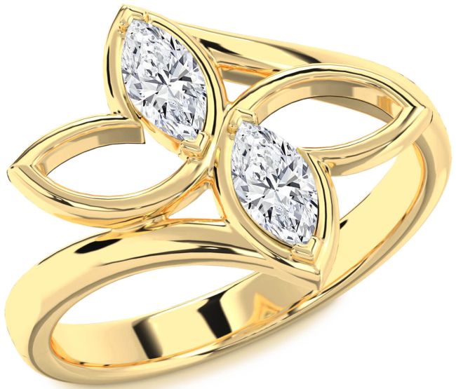Diamond Gold Butterfly Marquise Two Stone Ring