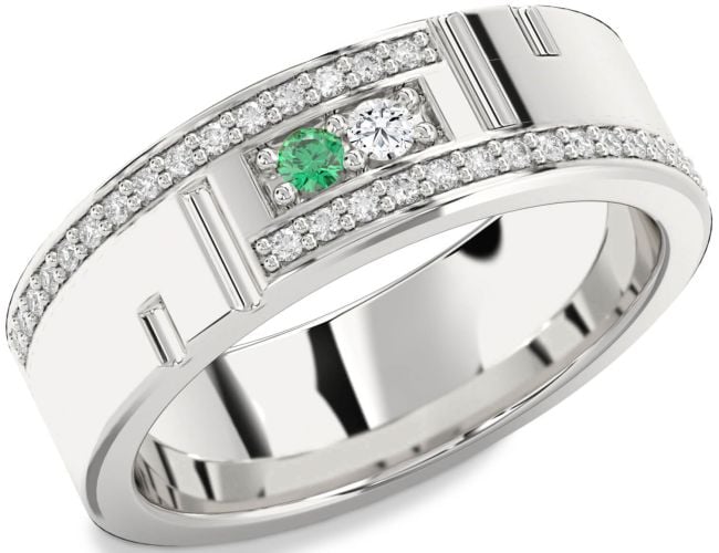 Men's Diamond White Gold Round Two Stone Promise Band Ring