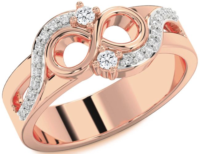 Diamond Rose Gold Infinity Round Two Stone Ring