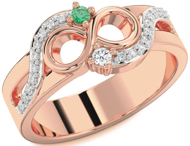 Diamond Rose Gold Infinity Round Two Stone Promise Ring