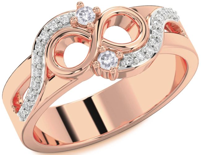 Salt & Pepper Diamond Rose Gold Infinity Round Two Stone Ring