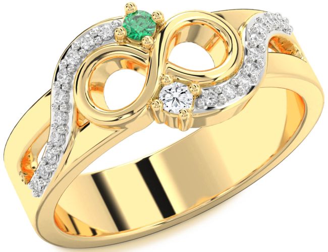 Diamond Gold Infinity Round Two Stone Promise Ring