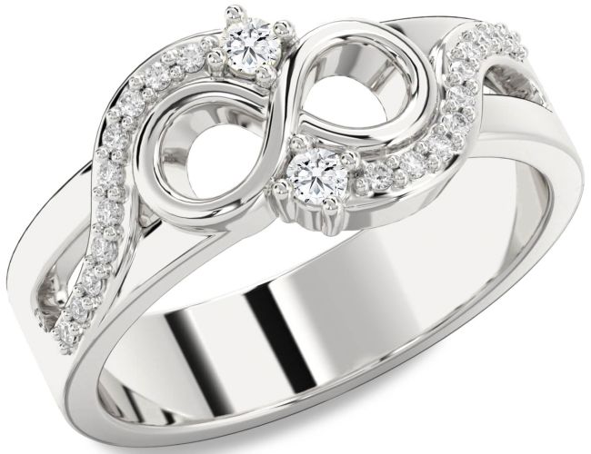 Diamond Silver Infinity Round Two Stone Ring