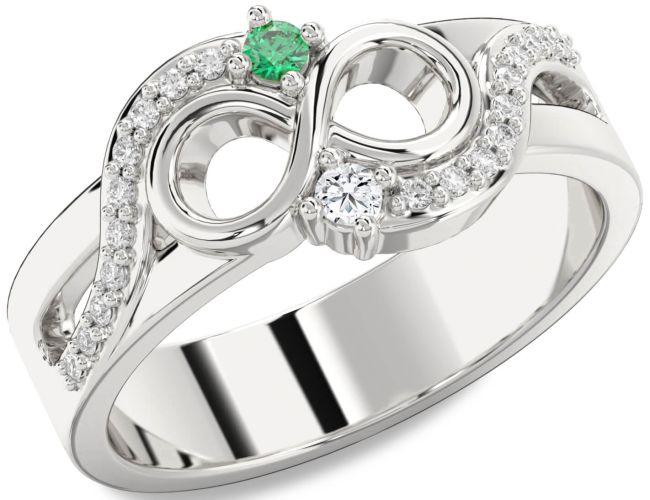Diamond Silver Infinity Round Two Stone Promise Ring