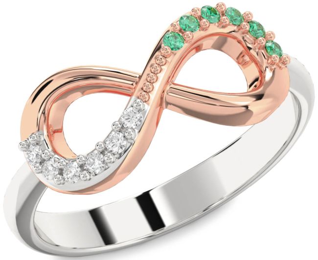 Rose Gold Silver Infinity Round Promise Ring
