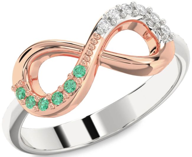 Rose Gold Silver Infinity Round Promise Ring
