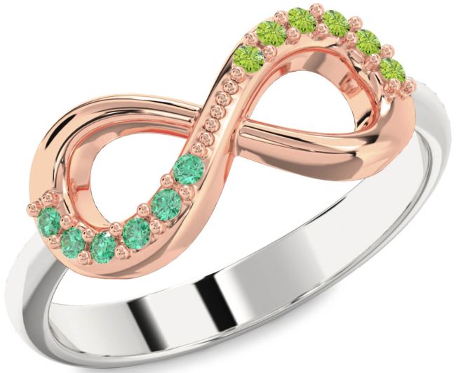 Rose Gold Silver Infinity Round Promise Ring