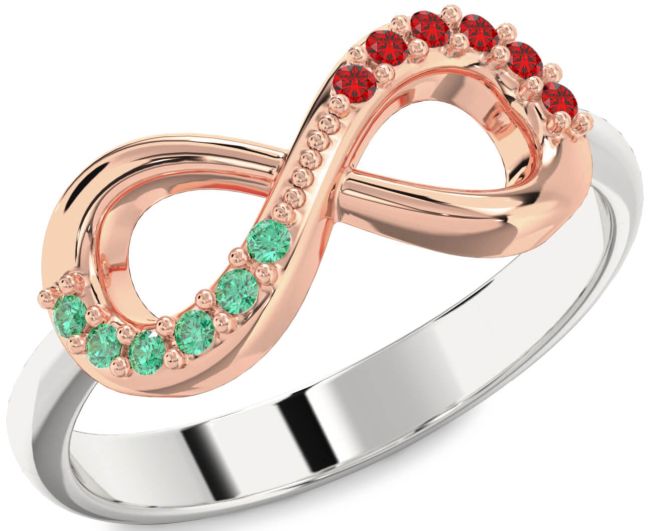 Rose Gold Silver Infinity Round Promise Ring