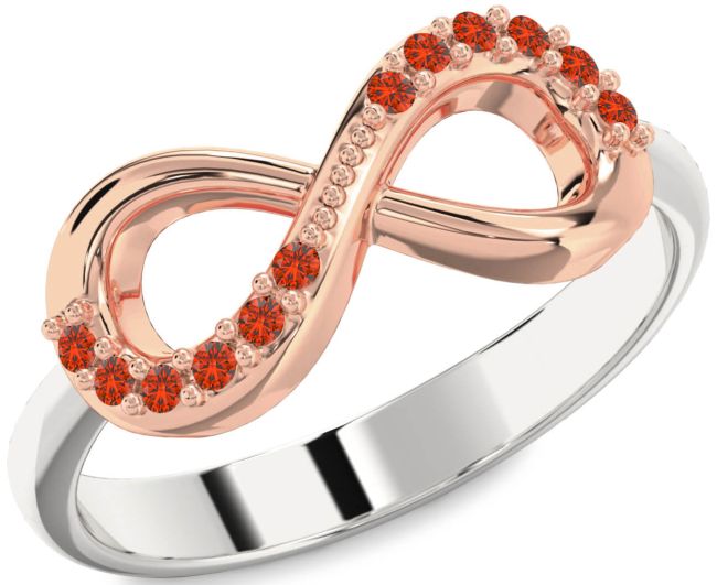 Fire Opal Platinum & Rose Gold Infinity Round Ring