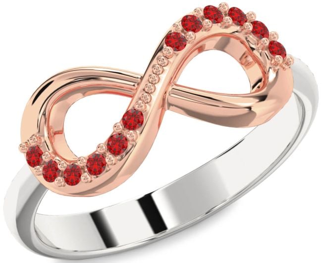 Ruby Platinum & Rose Gold Infinity Round Ring