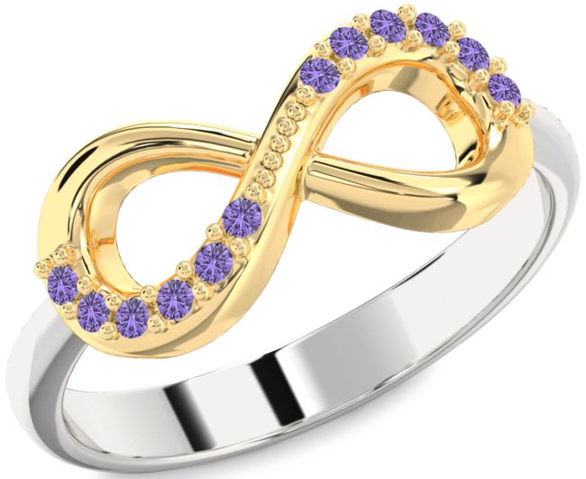 Alexandrite Gold Silver Infinity Round Ring