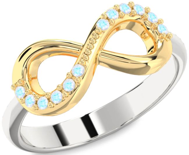 Moonstone Gold Silver Infinity Round Ring
