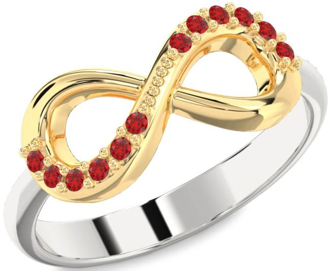 Ruby Platinum & Yellow Gold Infinity Round Ring